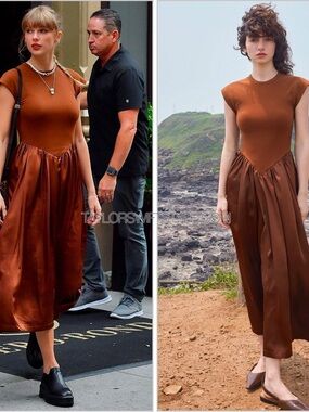 Ancosti Brown Cap Sleeve Mixed Media Maxi Dress sz small BNWT